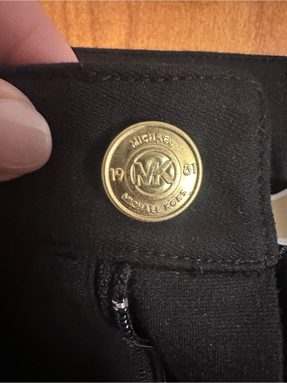 Michael Kors Black Pants with Gold Logo Button - Picture 3 of 8